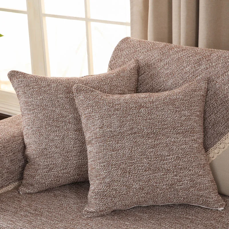 

Coffee Flax Sofa Cushion Fabric Cotton Linen Four Seasons Anti-slip Solid Color Universal Seat Cushion Solid Wood Chinese Style