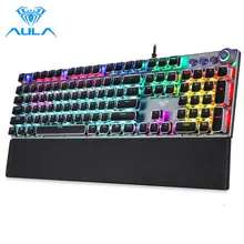 Aula gaming teclado mecânico retro quadrado brilhante keycaps backlit usb wired 104 anti-ghosting teclado de jogos para computador portátil
