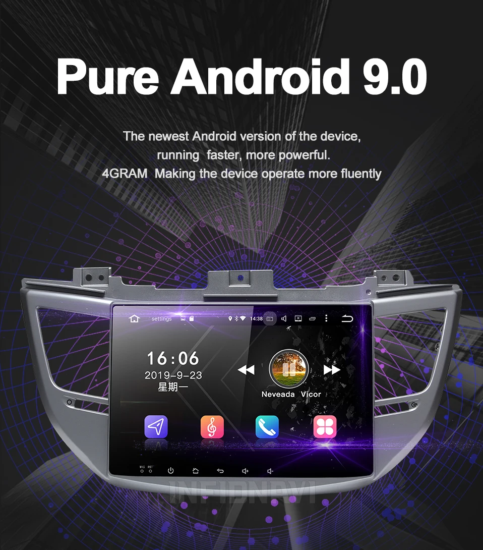 4G ram 32G android 9,0 автомобильный dvd для hyundai Tucson/ix35 gps навигация Радио Видео Стерео мультимедийный плеер ips экран