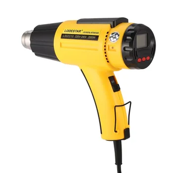 

L502310 2000W LCD Digital Electric Hot Air Heat Gun Temperature Fan Adjustable Shrink Wrap Paint Stripper DIY Tool + Nozzle