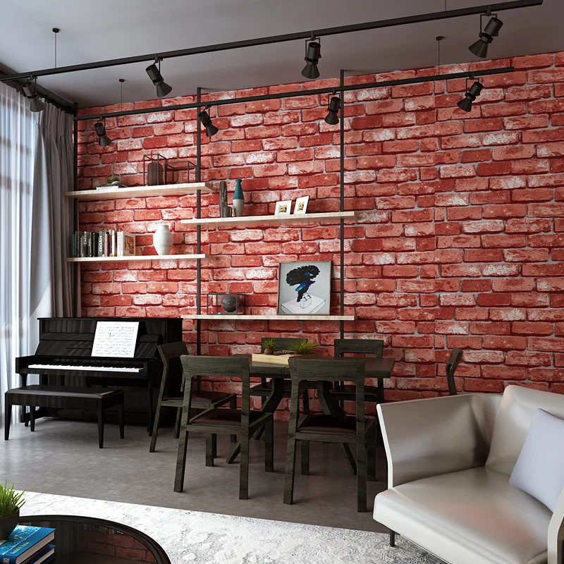 

10M Roll Dark Grey Red Realistic Real Look Brick Stone Textured Background 3d Wallpaper papel de parede