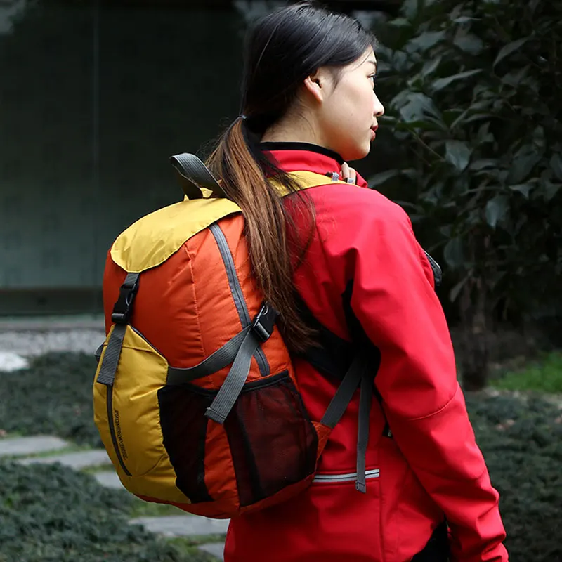 Durable 20L Yellow Shoulder Bags Climbing Backpacks Folding Bag Travel Backpack Pack Camping Hiking