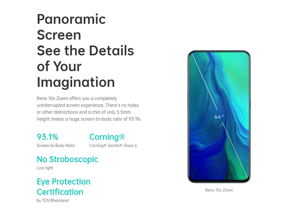 Oppo Reno10x zoom мобильный телефон 6," полноэкранная Поддержка NFC Snapdragon 855 ips 2340X1080 8 Гб ram 256 ГБ rom 4065 мАч отпечаток пальца ID