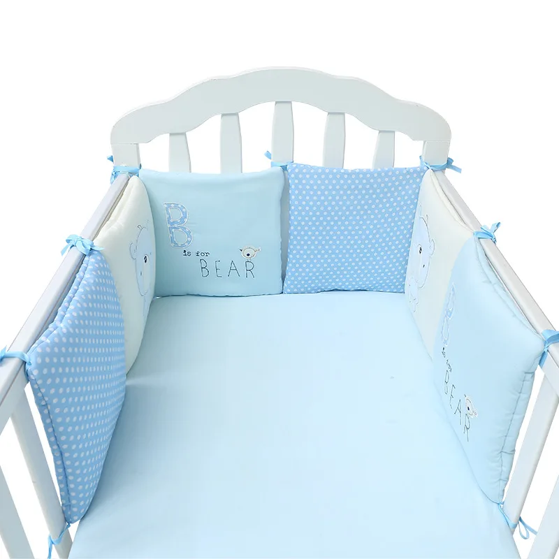 6 шт., детская кроватка, бампер для новорожденных, детский бампер, хлопок, защитная подушка, детская кроватка, украшение детской комнаты J75 - Цвет: Blue Bear