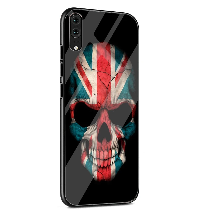 G1 Стеклянный Чехол для мобильного телефона huawei P30 P20 P Smart P10 Y6 7A Y9 Honor 8X9 10 mate 20 Pro Lite обои черепа милые - Цвет: G1