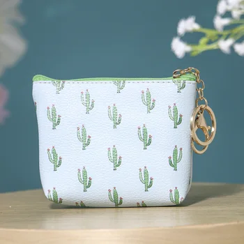 

Coin Purses Women Small Wallet Cactus Print Ladies Change Purse Child Girl Mini Zipper Pouch Key Holder Coin Bag Pu Leather