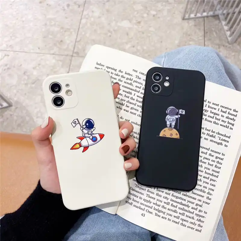 オリジナル液状シリコーンフレーム漫画宇宙飛行士宇宙船ケースiphone 12プロマックスミニ11プロxr X Xs最大7 8プラスse Phone Case Covers Aliexpress