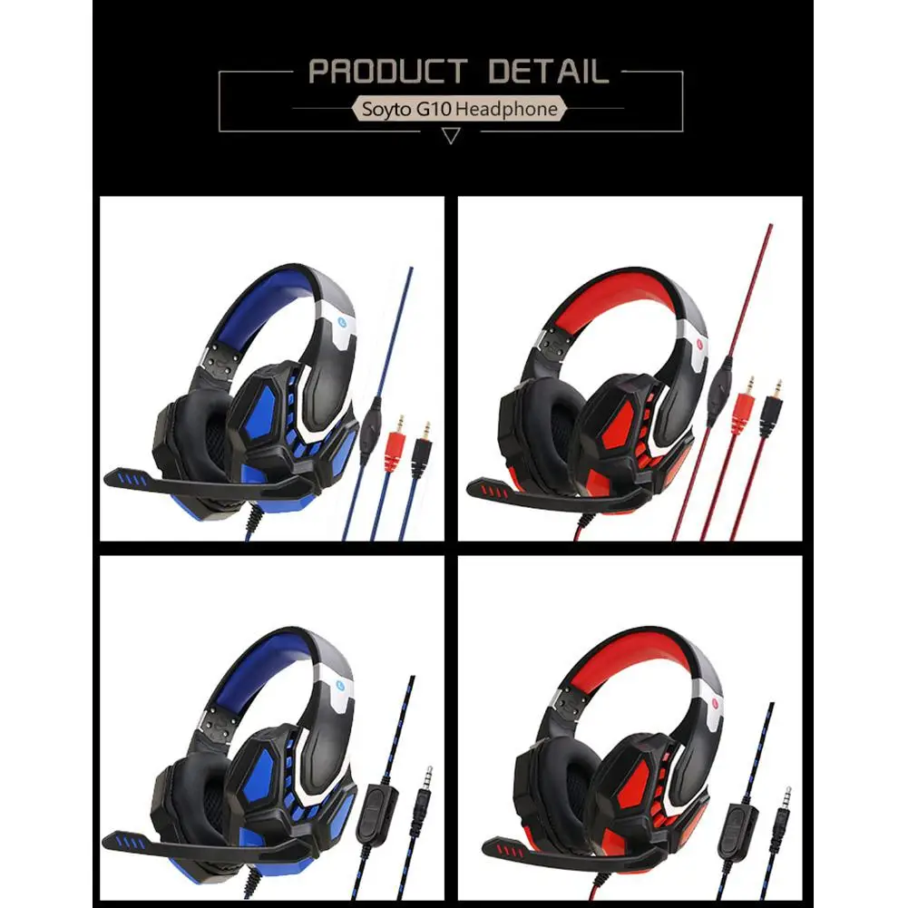 Headset over ear Wired Game Earphones Gaming Headphones Deep bass Stereo Casque with Microphone