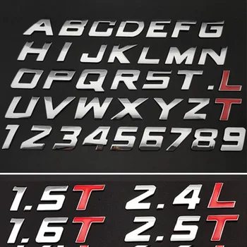 

New italics Car 3D metal Letters Logo Badge Alphanumeric Automobile tail label Car Stickers Styling Wording 3D Letter Arbitrary combination
