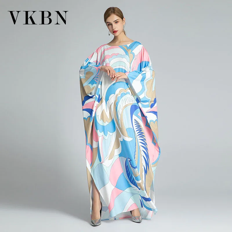 

VKBN Spring Summer Dresses for Women Plus Size Clothing for Women Loose Batwing Sleeve Long Dresses for Women Party Wedding