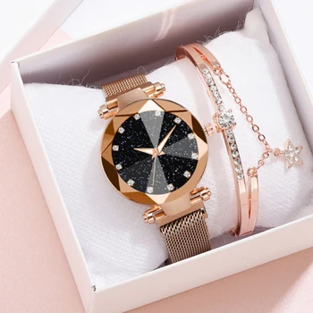 

Luxury Women Wristwatches Fashion Ladies Watch Rose Gold Starry Sky Wrist Watch Magnetic Gift Female Clock Relogio Zegarek Damsk