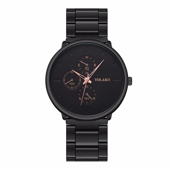

Hot Sale Men Black Stainless Steel Business Watches Luxury Casual Sport Watch Quartz YOLAKO Clock Relogio Masculino