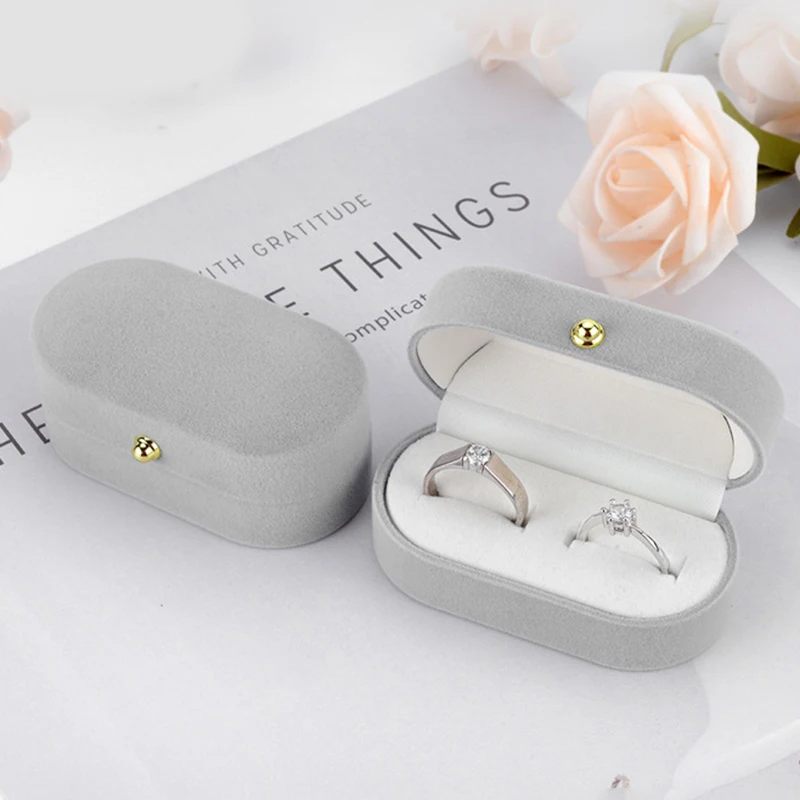 

Velvet Trinket Box Ring Box Jewelry Organizer Double Rings BoxJewelry Box Wedding Gift Box Joyeros Organizador De Joyas