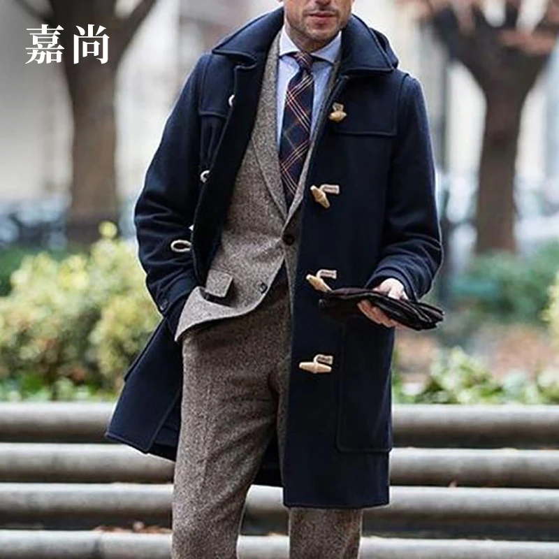 Chaqueta con solapa de media para hombre, abrigos, tendencia de moda, novedad de 2022|Lana y mezclas| - AliExpress