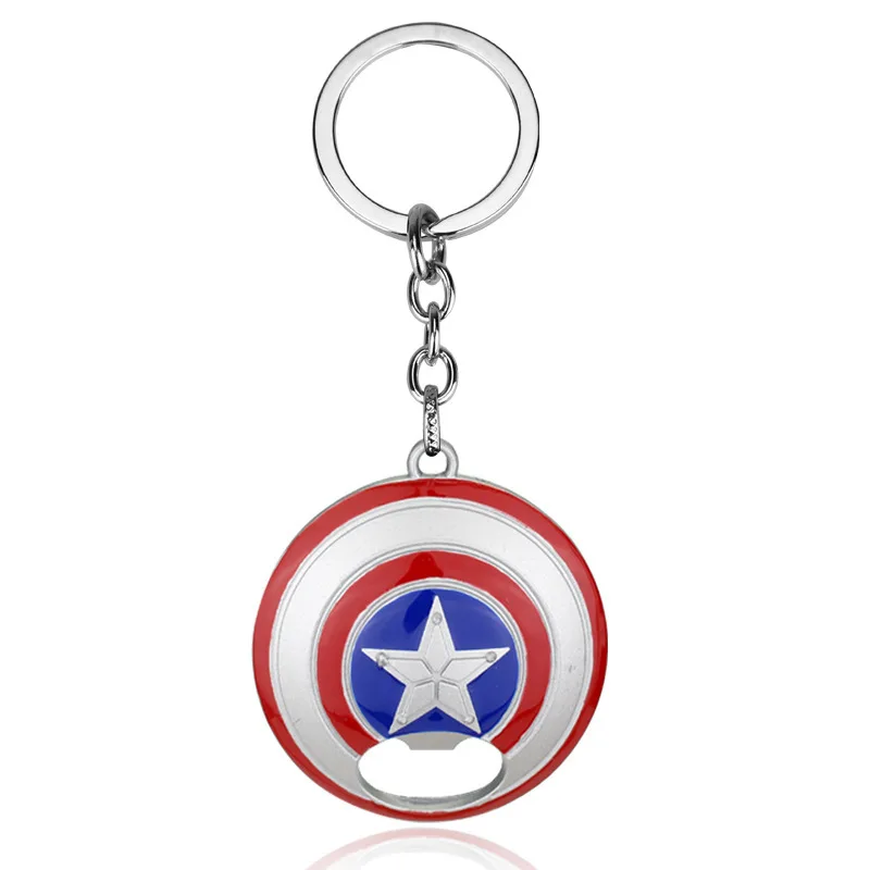 

10PCS/LOT Avengers 4 U.S. Captain 3 Civil War Iron Man Shield Keychain Bottle Opener