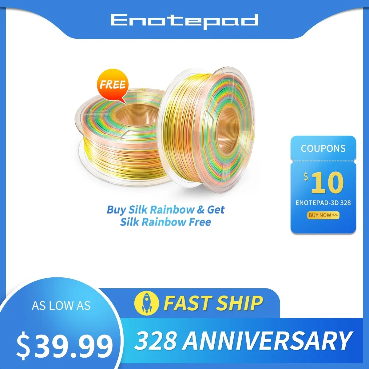 Enotepad 1 75 мм нить шелковая Радуга для 3D-принтера материалы 3d-печати с вакуумной