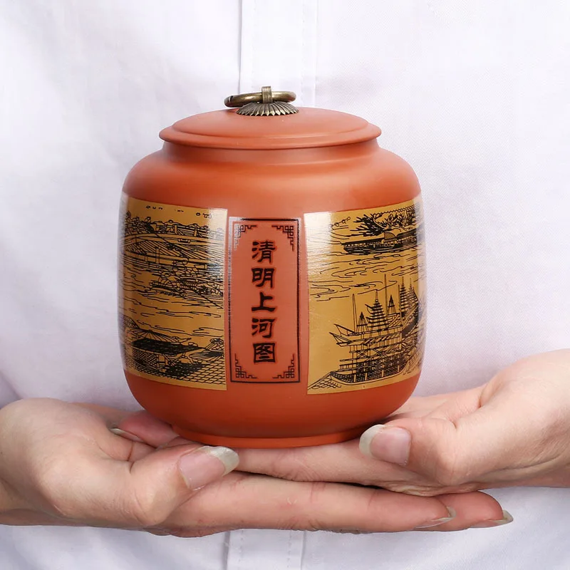 Китайская чайная канистра ZiSha среднего размера фиолетовая грязевая Бытовая герметичная коробка для хранения