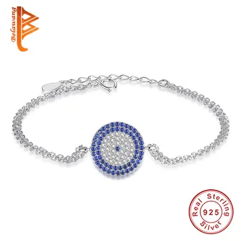 

Wholesale 5PCS Adjustable 925 Sterliing Silver Bracelet Crystal Blue Eye Bracelet for Women Wedding Jewelry Engagement Gift