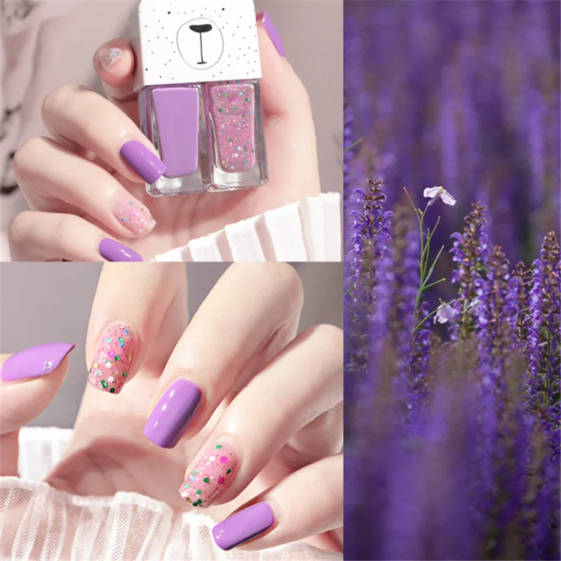 2 In 1 Candy Color Nail Polish Manicure Water-based Bright Scrub No Bake No Peeling Quick Dry Waterproof Lasting