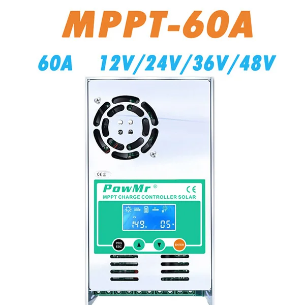 Powmr Mppt 60A Контроллер заряда и разряда 12 В 24 в 36 в 48 в авто для Max 190Vdc Pv вход вентилируемый герметичный гель Nicd Li