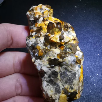 

73g.Rare natural garnet crystal hexagonal point feldspar mica brass multi mineral crystal symbiotic halo energy healing