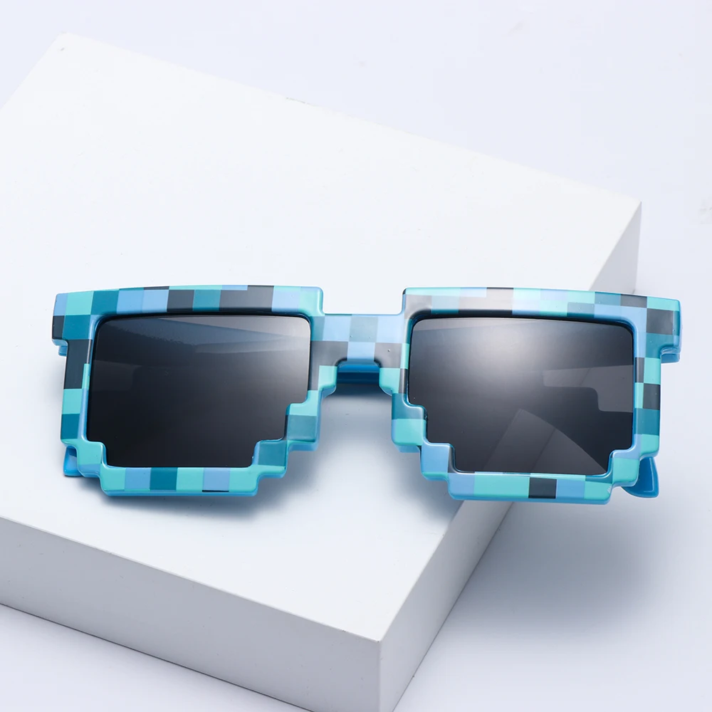 Kids and Adults Sunglasses Cosplay Action Game Toy Square Glasses Pixel Mosaic Sunglasses Thug Life Sunglasses