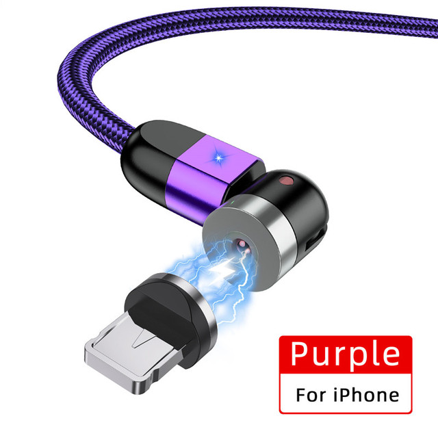 2m LED 540 Rotate Magnetic Cable Micro Type C Phone Cable For iPhone12 Pro XS Max Samsung Xiaomi USB C Cord Wire Cable