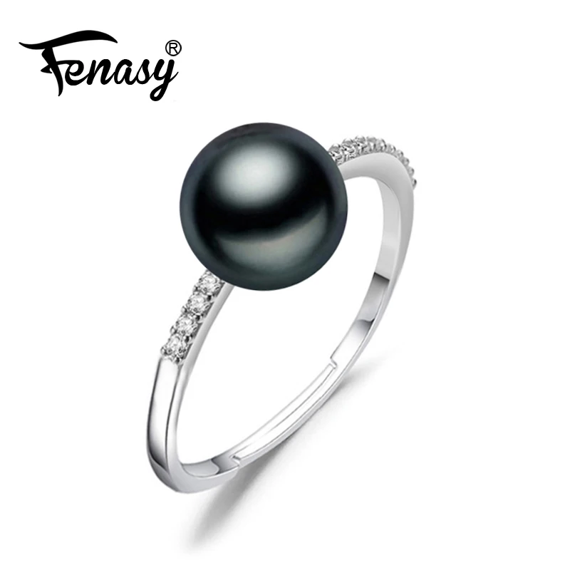 FENASY кольца с натуральным пресноводным жемчугом новые модные трендовые модные циркониевые вечерние серебристый цвет регулируемый кольца для женщин