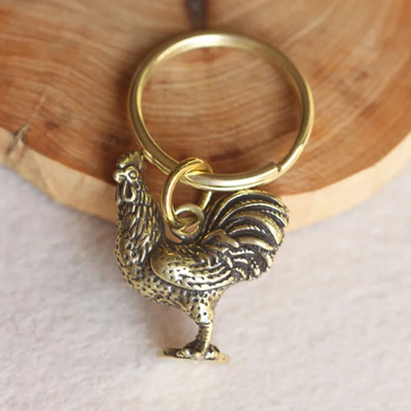 

Wallet Pure Copper Accessories Women Men Chicken Pendant Key Buckle Copper Metal Pendant Brass Small Car key Pendants Gift