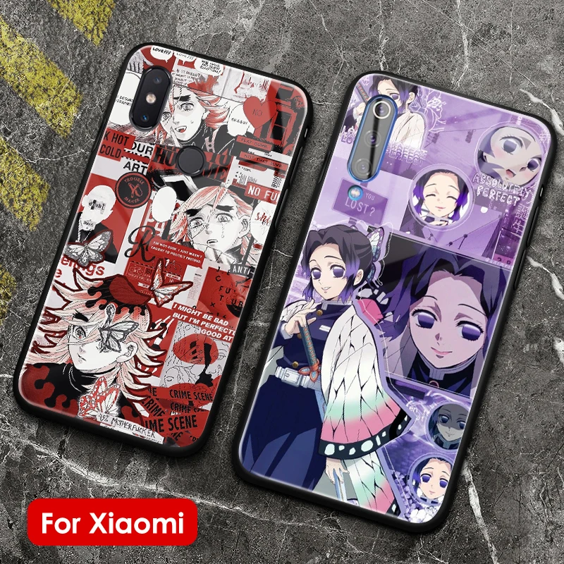 Kimetsu no Yaiba персонажи коллаж мягкий силиконовый стеклянный чехол для телефона чехол для Xiaomi mi 8 9 SE mi x 2 2s 3 Red mi Note 5 6 7 8 Pro