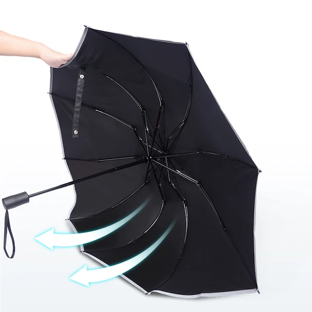 2022 UV Automatic Umbrella With Reflective Strip Rain Wind Resistant Trip Sun Reverse Umbrellas Folding Umbrella For Drop Ship 5