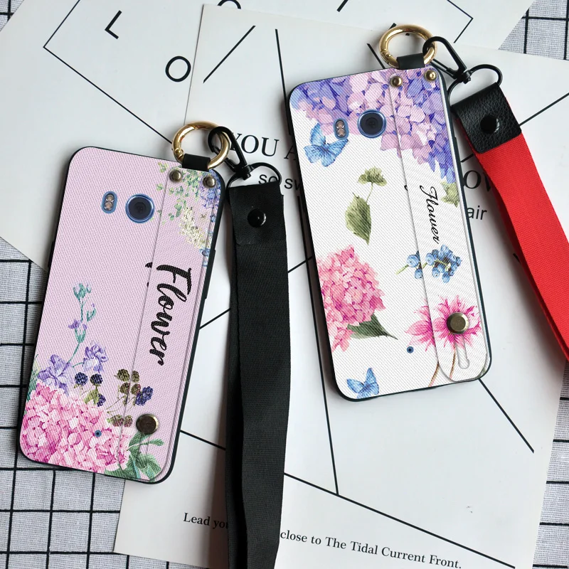 

Wrist Strap Silicone Case For HTC U11 / U11 Plus Hand Band Neck Strap Back Cover For HTC U ultra / Ocean Note Stand Coque