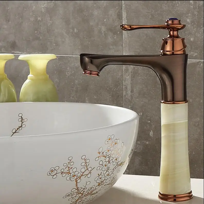 style 3 Vidric Высокий кран для раковины, золотой кран, латунный нефритовый корпус, кран для ванной комнаты, кран для раковины с креплением на палубе, столешница, смеситель для воды, кран для умывальника - Цвет: style 3