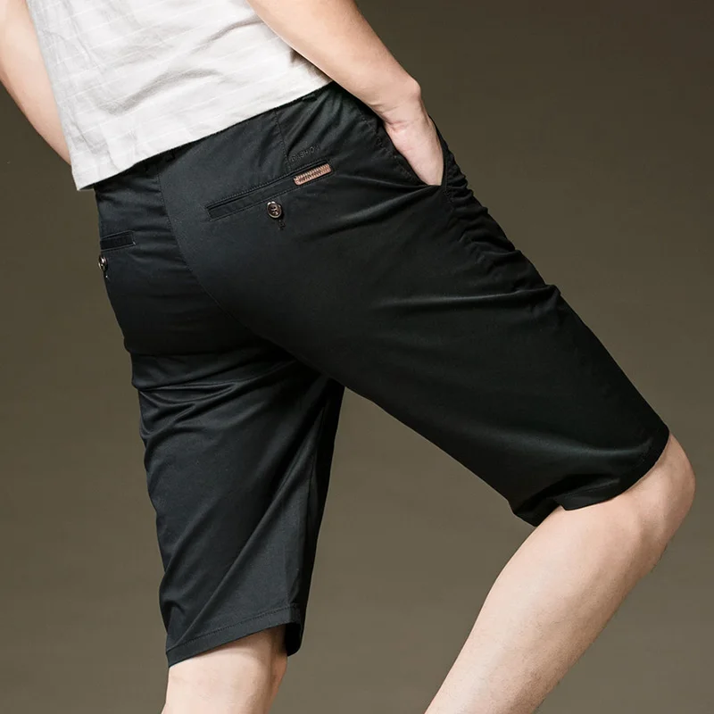 Promo New Summer Short Pants Men Casual Business Cotton Men Shorts Fashion Male Solid Knee Length Trousers Pantalones Cortos Hombre