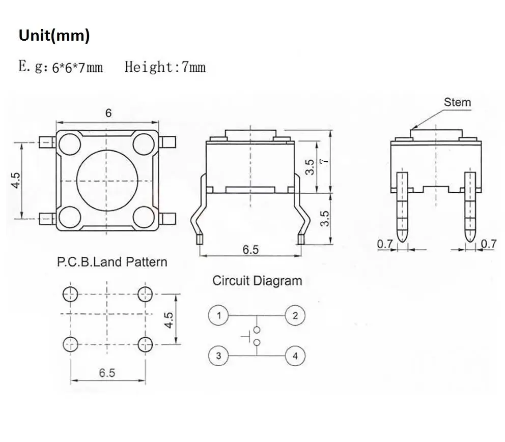 6x6 мм Панель PCB Мгновенный Тактильные Такт Мини кнопочный переключатель DIP 4pin 6x6x4,3/4,5/5/6/18 мм 6*6*4,3 мм 4,5, 5 мм, 6 мм мм 8 мм~ 18 мм