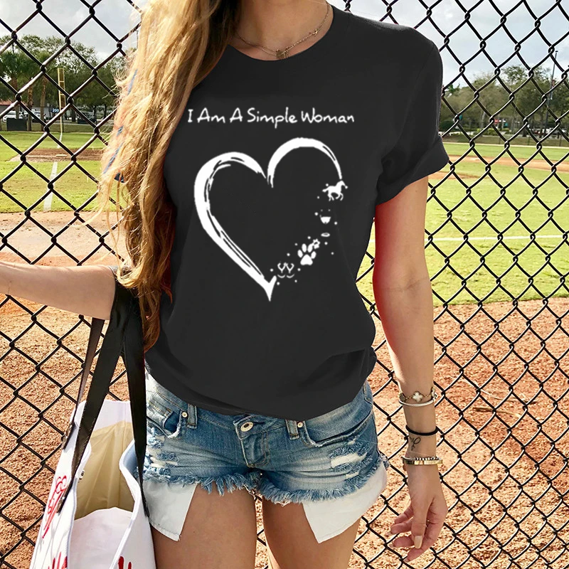 2020 Hot Summer Valentines Day Lovely Printing Size S-3XL Short-Sleeved  Women's t-shirt for Girls