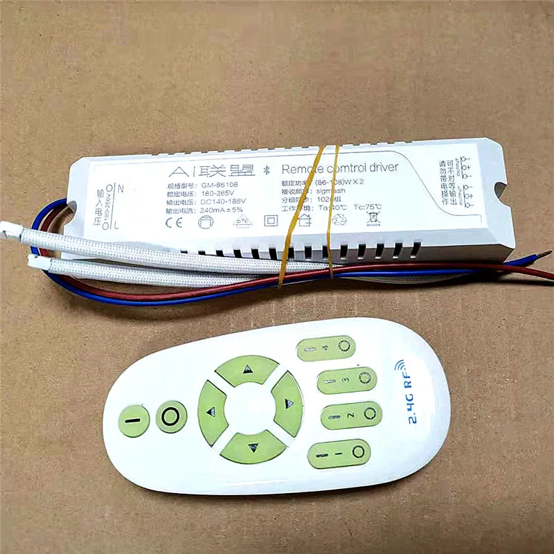 220v In 86108w Stepless Dimming Power Supply 2.4g Remote Control Dimmer Driver For Led Ceiling