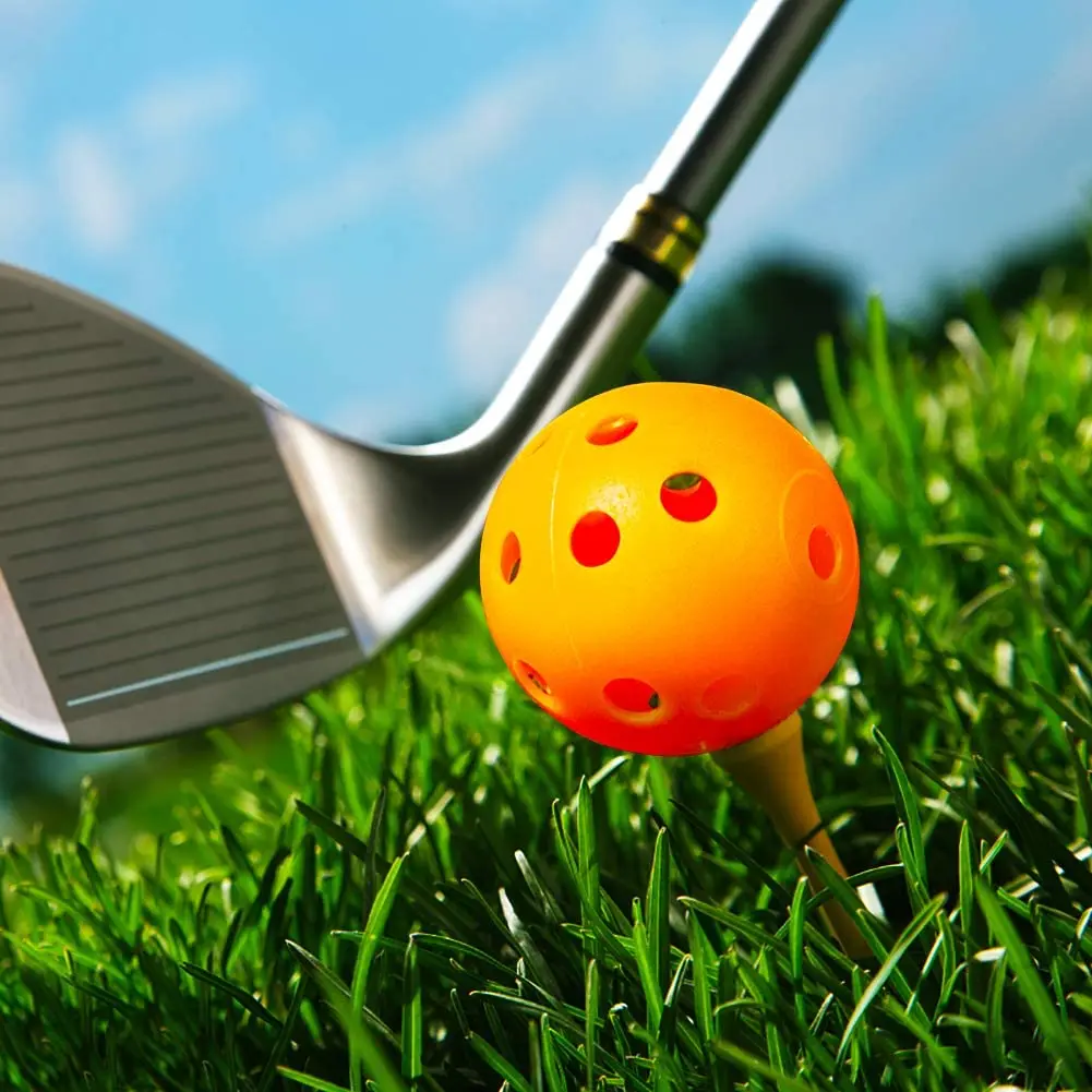 12PcsPractice Golf Balls  Hollow Plastic Golf Training Balls Colored Airflow Golf Balls Swing Practice Driving Range PE Toy Ball 6
