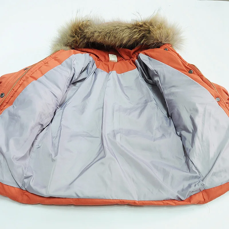 CROAL chery/куртка с воротником из натурального меха енота для девочек ростом от 80 до 130 см, хлопковое зимнее пальто с капюшоном для девочек, детские парки