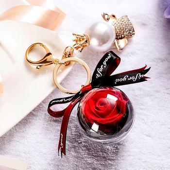 

New Eternal Flower Keychain Handmade Flower Keychain Exquisite Ribbon Handbag Accessories Valentine's Day Gift Decoration