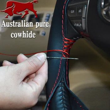 

100% pure cowhide Braid Steering Wheel Cover Automobile Braiding Covers Steering Wheel for Car Interior Accessories 15 inch