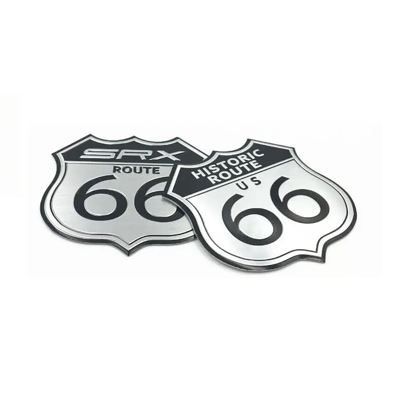 10PCSXMetal тонкий алюминиевый Route66 US66 авто стикер табличка с эмблемой Фирменная пластинка логотип