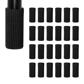 

24 Packs Chair Leg Socks Knitted Furniture Socks Leg Floor Protectors Furniture Table Feet Covers(Black)