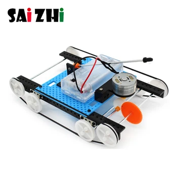 

Saizhi DIY Robot Science Technology Production Of Electric Four Wheel Tank Model Car Scientific Invention Diy Wheeled Robotic Ca