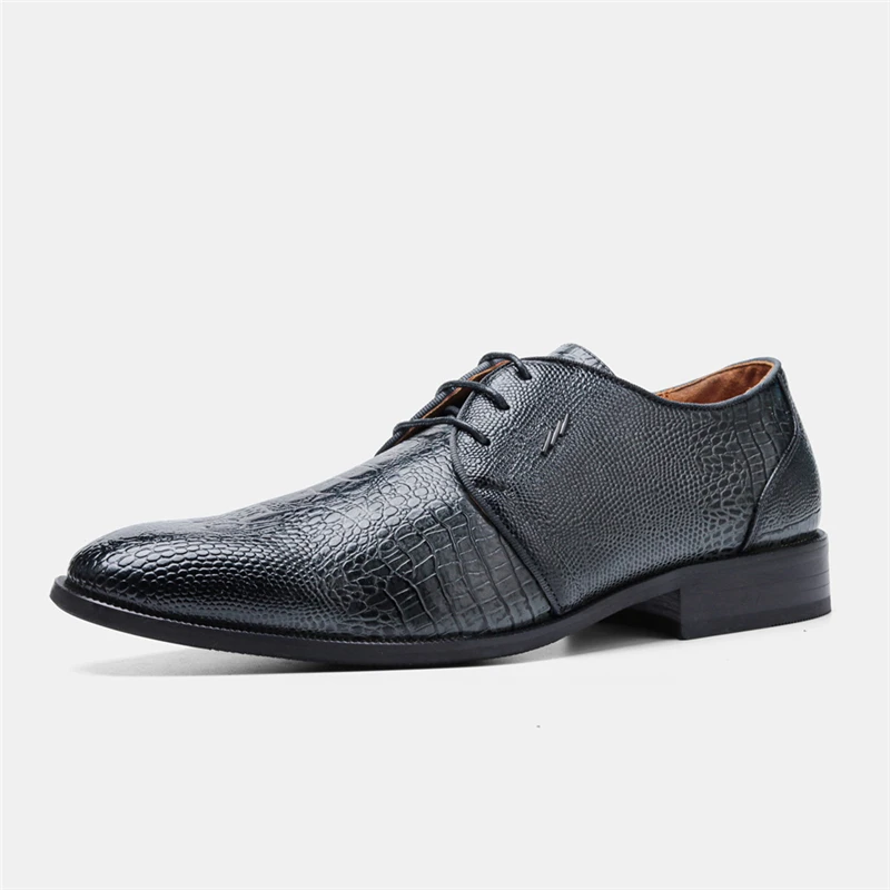 

2021 Men's leather shoes business shoes independent station vintage leather shoes crocodile large men's shoes formal shoes