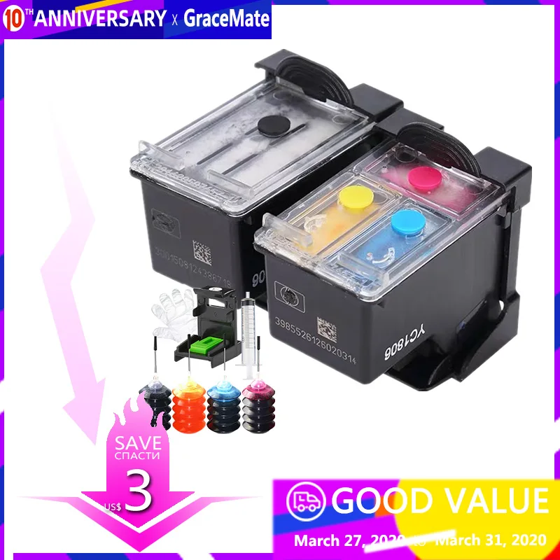 

Same original color For HP 62xl Refillable Ink Cartridge For HP Envy 5640 5660 7640 5540 5544 5545 5546 Officejet 5740 5742 57