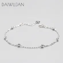 DAIWUJAN минималистичный настоящий 925 пробы Серебряный браслет-цепочка с бусинами для женщин аксессуары для вечеринки по случаю Дня рождения подарок хорошее ювелирное изделие