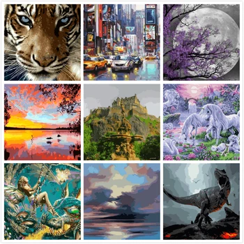 

Limerence Frameless The Mediterranean Sea Seaside landscape DIY Digital Painting By Numbers Wall Art Decoration Hand Paint Decor