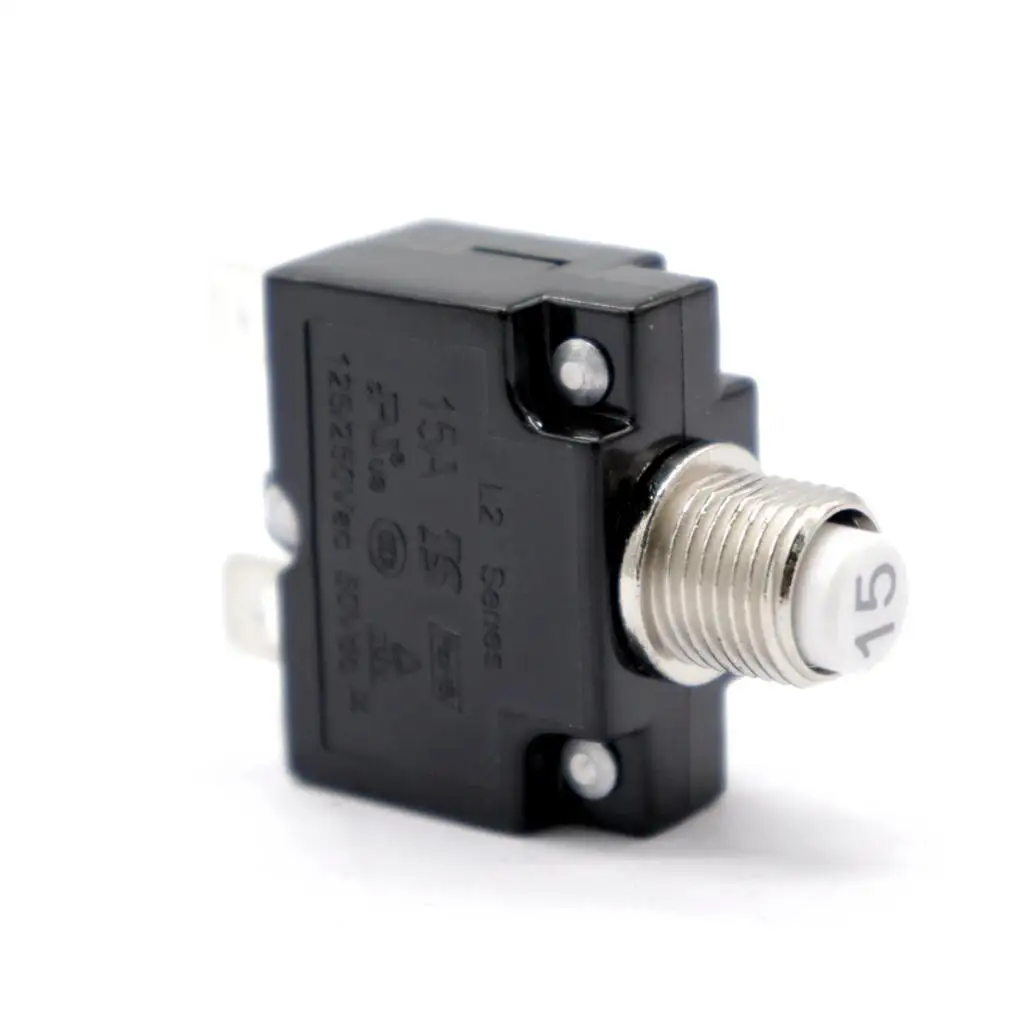 2PCS 15/20 Amp Thermal Circuit Breaker with Quick Connect Terminal and Transparent Waterproof Button Cover