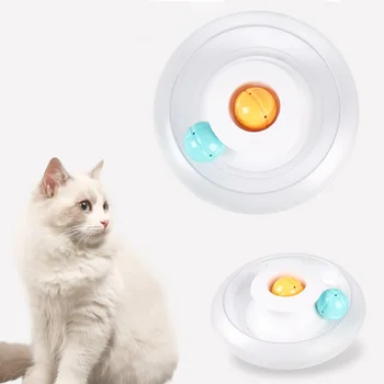 

Pet Cat Turntable Cat Toy Mint Ball Interactive Toy For Cat Or Kitten, Tumbler Round Disk Training Toy 360-Rotating